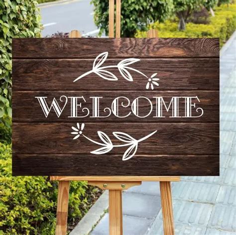 Unique Wood Welcome Sign Rustic Party Decor Farmhouse Style Wedding