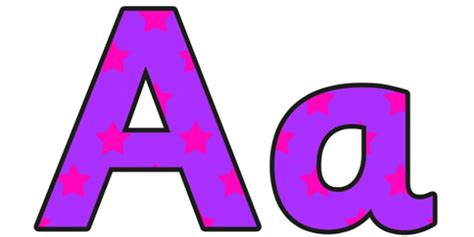 Purple and Pink Stars Small Lowercase Display Lettering - display lettering