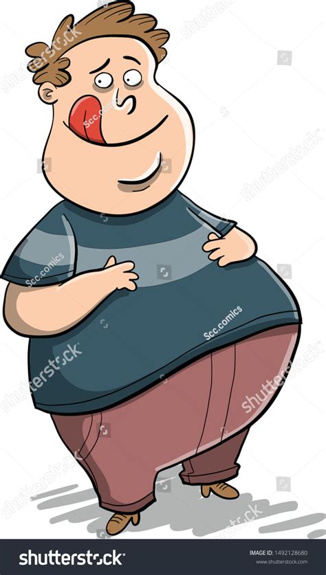 Big Fat Guy Rubbing His Belly Vetor Stock Livre De Direitos 1492128680 Shutterstock