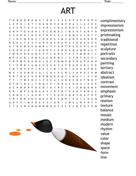 Printable Artist Word Search Puzzles