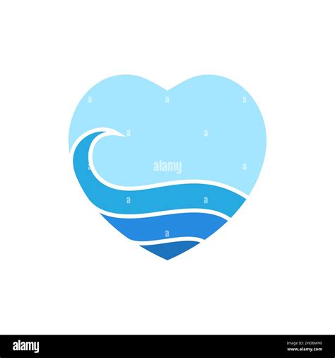 Colorful Love Shape With Wave Sea Logo Design Vector Graphic Symbol