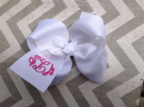 Monogrammed Large White Boutique Hair Bow Monogrammed Hair Etsy