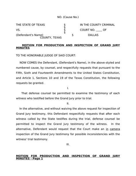 Motion For Production And Inspection Of Grand Jury Minutes Attorney Docs
