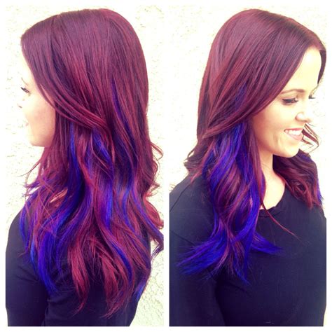 Violet Red Hair Cobalt Blue And Purple Extensions Done By The Amazing