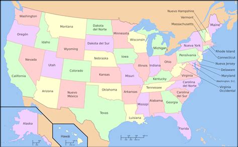 Uu.), oficialmente los estados unidos de américa (united states of america, cuya sigla oficial en inglés es usa y su contraparte en español es eua). Mapa de Estados Unidos ~ Online Map