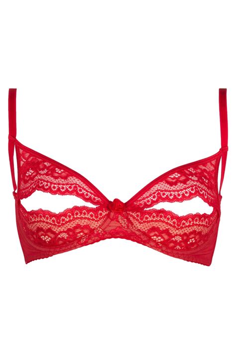 Intense Red Lace Open Cup Bra By Axami Lingerie Eye Kandee Lingerie
