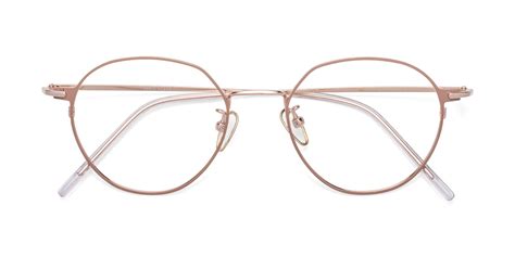 pink rose gold low bridge fit lightweight titanium eyeglasses 18006