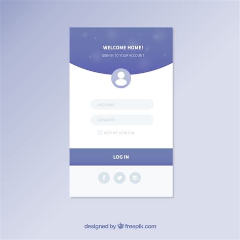 Blue And White Login Form Template Vector Free Download