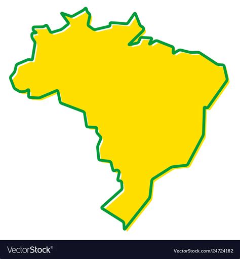 Simplified Map Of Brazil Outline Fill And Stroke Vector Image