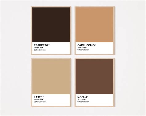 Coffee Pantone Set Of 4 Printables Coffee Color Coffee Etsy