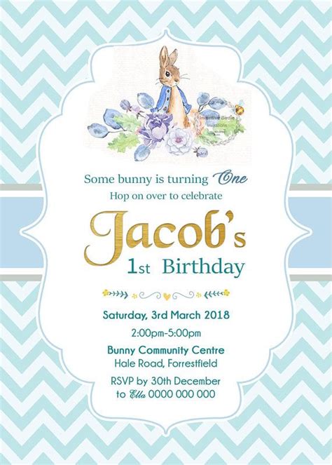 Find a printable like printable birthday invitations and much more. Peter Rabbit Invitation, Peter Rabbit Invite, Bunny Birthday Invitation, Book Invitation ...