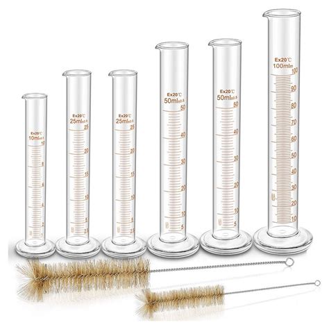New Thick Glass Graduated Measuring Cylinder Set Glass With Two Brushes