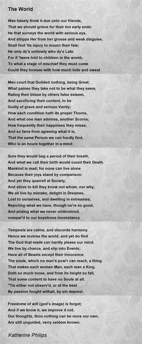 The World Poem By Katherine Philips Poem Hunter