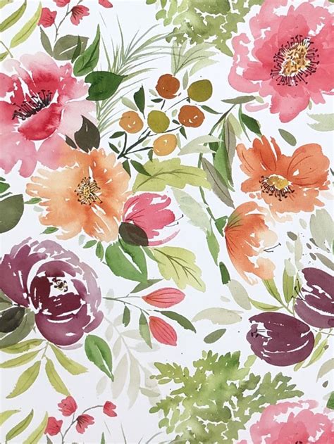 Bold Floral Watercolor Repeat Floral Watercolor Watercolor Floral