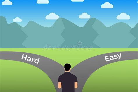 Man Choosing A Hard Or Easy Working Path Man Flat Character Design