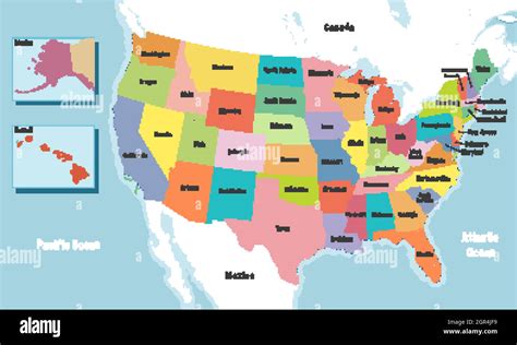 Mapa De Estados Unidos De América Con Nombres De Estados Imagen Vector