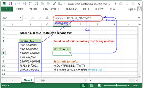 Excel Count Count Number Of Cells Containing Specific Text W3resource