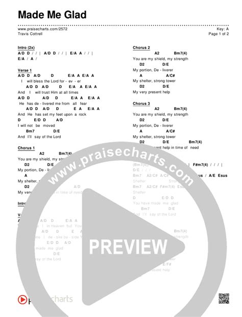 made me glad chords pdf travis cottrell praisecharts