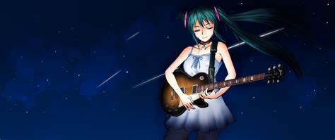 dinahfiria guitar hatsune miku instrument vocaloid anime wallpapers