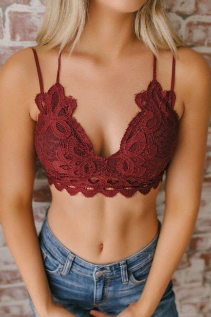 Strappy Scalloped Lace Bralette Burgundy 34 Lace Bralette Outfit