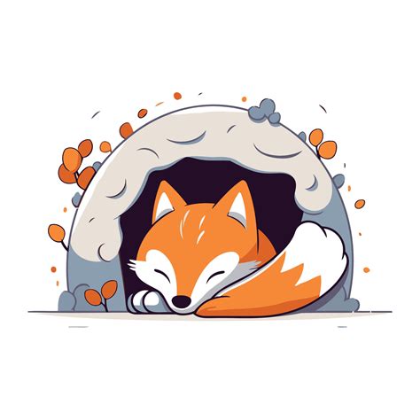 Cute Cartoon Fox Sleeping In A Igloo Vector Illustration 33327621