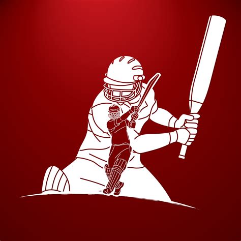 Silhouette Cricket Players Sport Action Graphic 2404514 Vector Art At