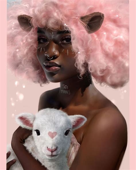 A Artes Digitais Absurdamente Belas De Tati Moons Sheep Paintings Black Girl Art Girls