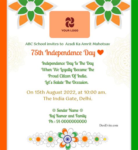 Peach Floral Independence Day Invitation Ecard