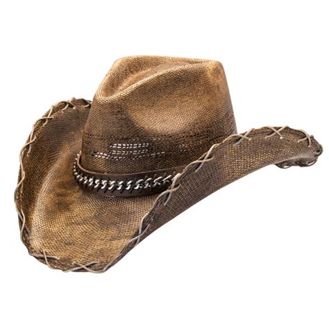 Stampede Hats Black Stained Cowboy Hat With Chain Hat Band Hats