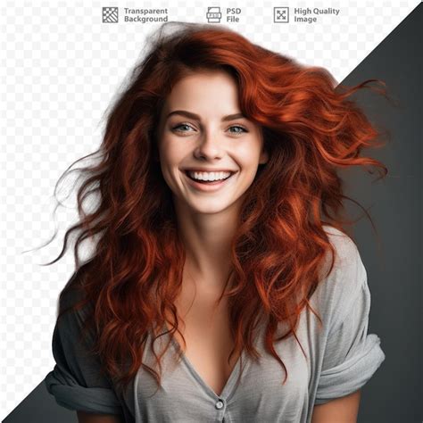 Premium Psd A Woman With Red Hair Smiling And Smiling