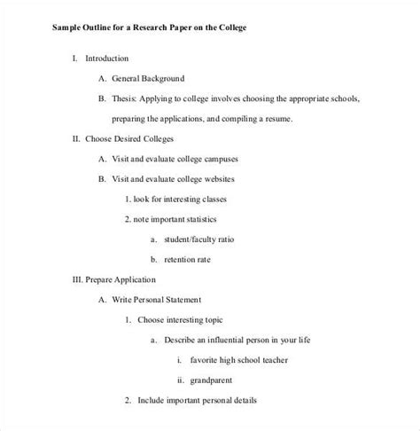 🌱 College Research Paper Outline Outline Of A Research Paper In Mla