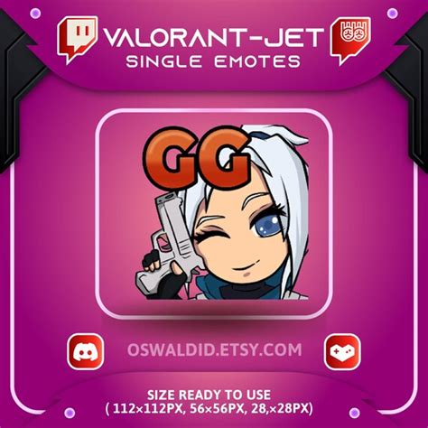 Valorant Emotes Valorant Jett Gg Emotes Streamer Emojis Etsy México