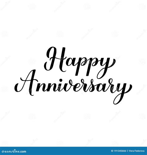 Happy Anniversary Calligraphy Hand Lettering Isolated On White