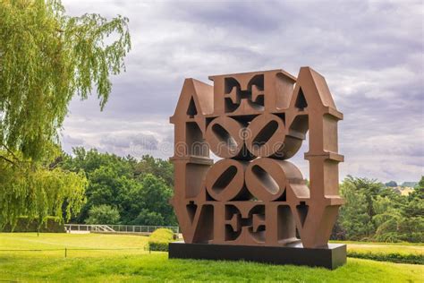 Love Wall Pop Art Sculpture By Robert Indiana In Rural Setting Editorial Photo Image Of