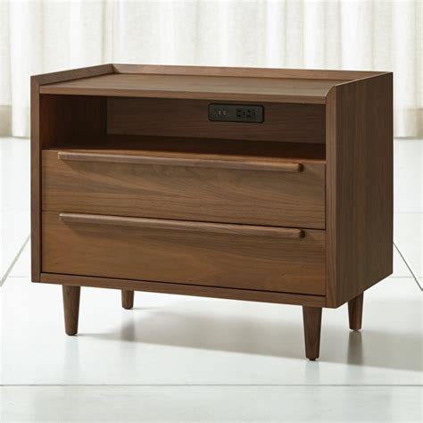 Tate 2 Drawer Midcentury Nightstand With Power Outlet Reviews Crate