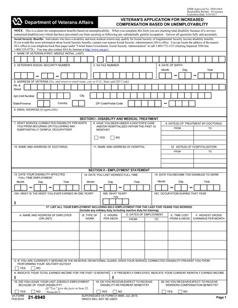 Va Form 21 8940 Tips On Filing For Individual Unemployability Part 2