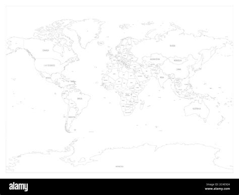 Black And White World Map With Country Names