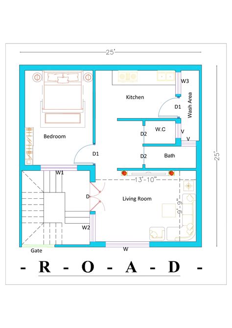 25x25 House Plan Best Free 1bhk House Plan Dk 3d Home Design