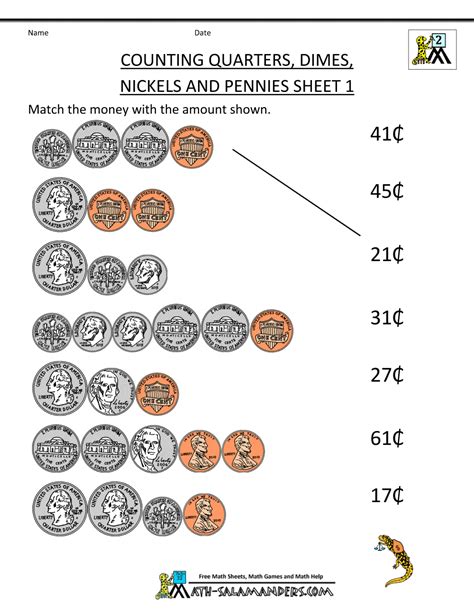 Free Printable Counting With Coins Worksheets