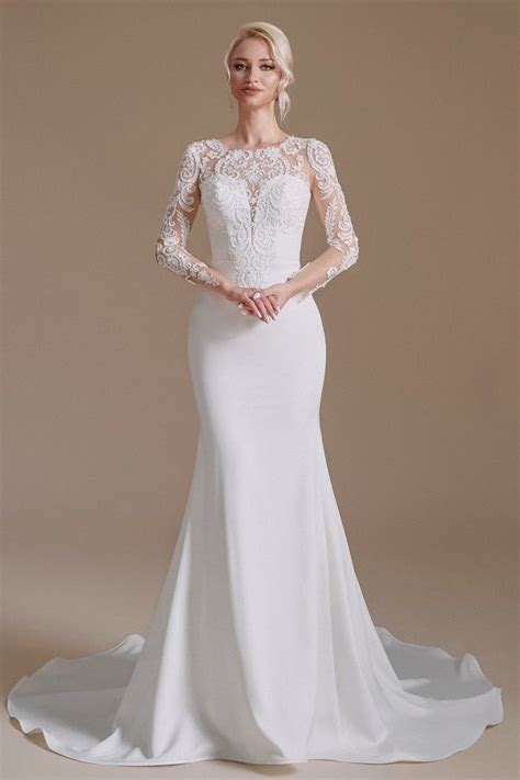 Bmbridal Long Sleeves Mermaid Lace Wedding Dress Online In 2022