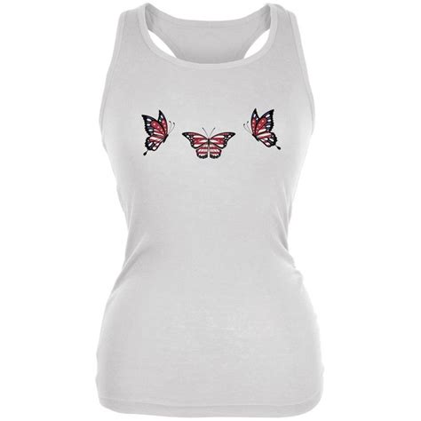 Butterfly Th Of July Patriotic Butterflies White Juniors Soft Tank Top