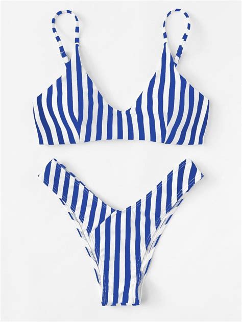 Striped Bikini Set Shein Sheinside Swimwear Fashion Striped Bikini Bikinis