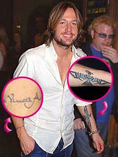 'gorilla' tattoo on his chest. Keith Urban Tattoos - Celebrities Tattooed