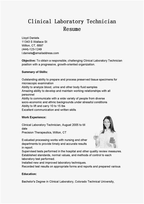 Medical laboratory technician job summary 1. Resume Samples: Clinical Laboratory Technician Resume Sample