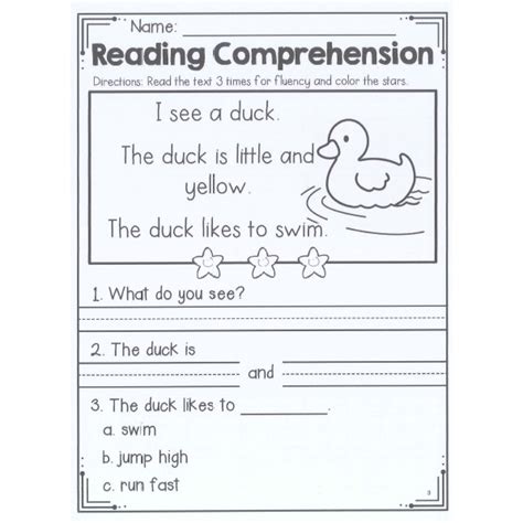 Reading Comprehension Practice For Children Pdf Early Childhood Reading