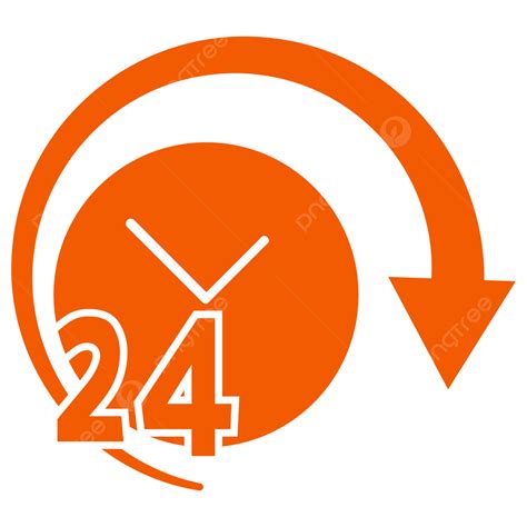 24 Hour Clock Clipart Hd Png 24 Hours Open Transparent Icon Orange 24