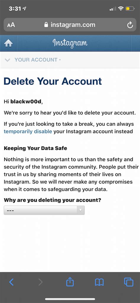 Select personal and delete the email or phone number you want to remove. How to delete your Instagram account forever or just for now