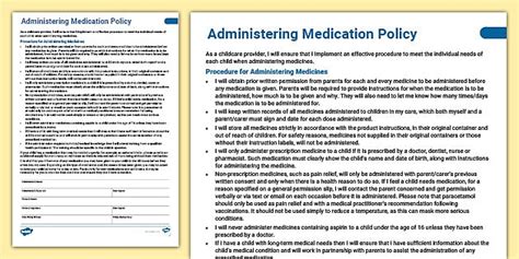 Editable Medicine Policy For Childminders Twinkl Twinkl