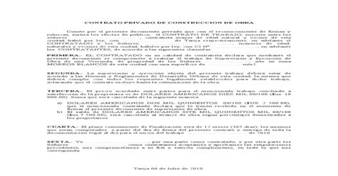 Contrato Privado De Supervision De Obra Pdf Document