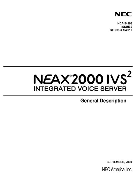 Nec Neax2000 Ivs2 General Description Manual Pdf Download Manualslib